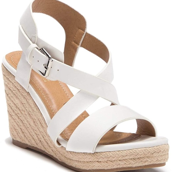 Catherine Malandrino Shoes - NWOB Catherine Malandrino estaria white and tan wedge espadrille size 10